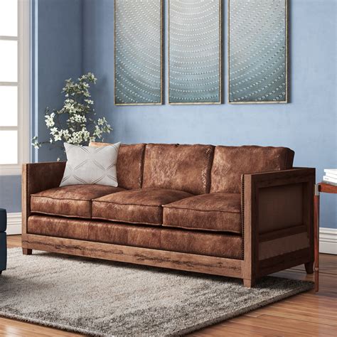 wayfair leather channeled sofa